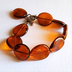 Vtg. Italian Glass  Amber Toned Bracelet